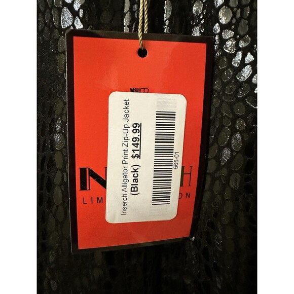 NEW Inserch Mens Size 2XL Glossy Black Alligator Embossed Zip Jacket Faux Suede - Picture 9 of 11